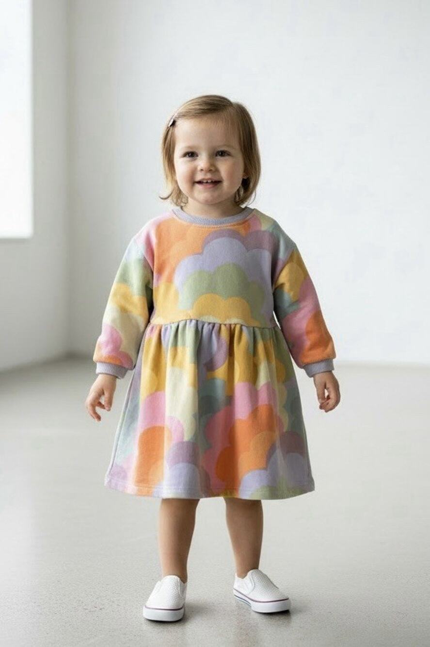 Next Girls Long Sleeve Colorful Lilac Rainbow Size 3-4 Years Jumper Dress